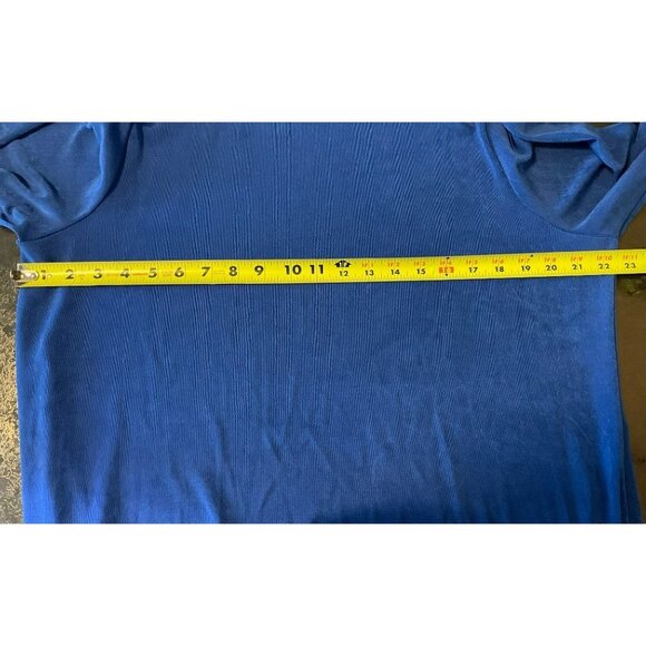 Chicos Travelers Blue Black Asymmetrical Hem Flowing Pullover Top Sz XL - Picture 5 of 8